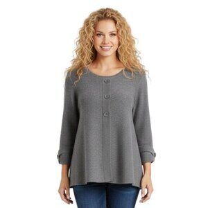 Habitat Charcoal Gray Button Knit Swing Sweater Sleeve Detail Lagonlook Size XL